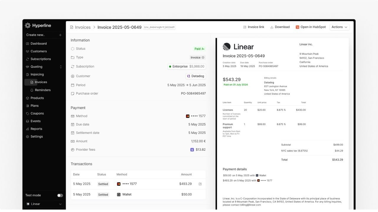 Hyperline Billing